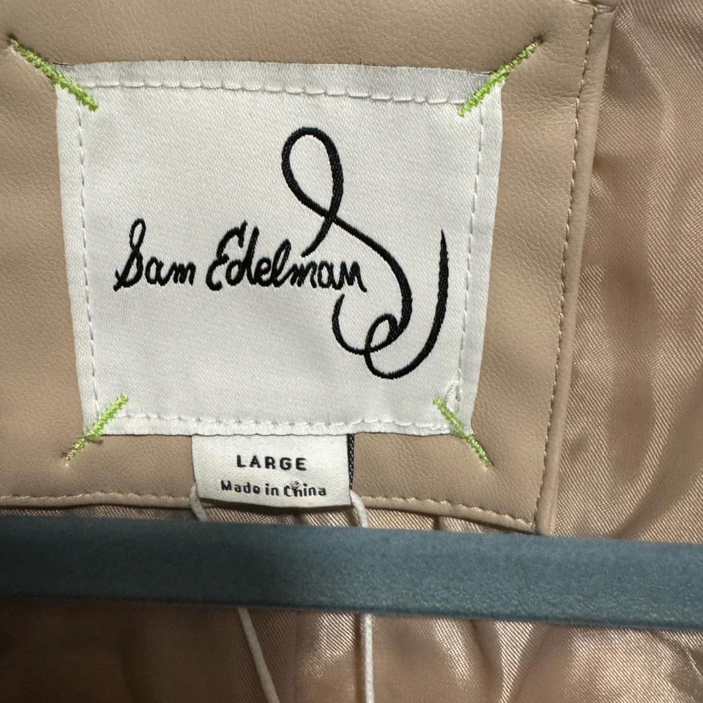 NWT-Sam Edelman Tan Faux Leather Moto Jacket. Size L